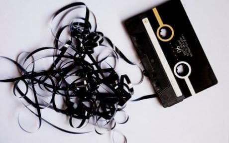 Close-up of an audio cassette