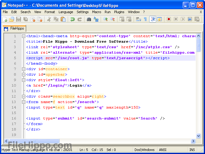 notepad++ وهو من أفضل برامج الكمبيوتر