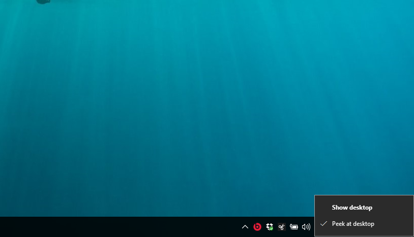 اظهار سطح المكتب في ويندوز 10