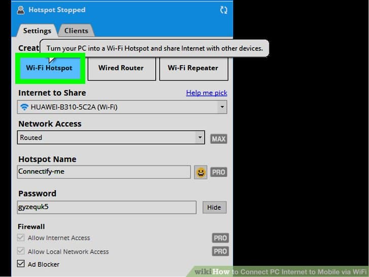 توصيل الموبايل بالإنترنت عبر واي فاي من الكومبيوتر باستخدام برنامج Connectify Hotspot