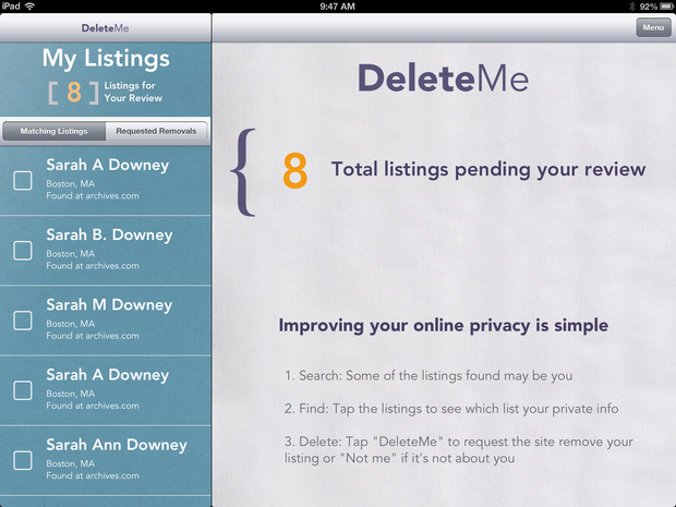 إزالة نفسك من مواقع جمع البيانات.