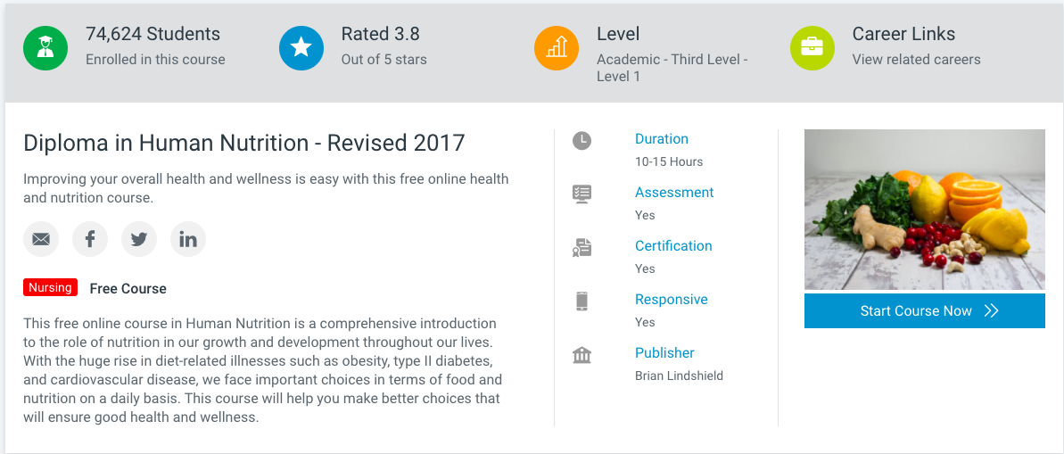 دبلوم في التغذية البشرية Diploma in Human Nutrition-Revised